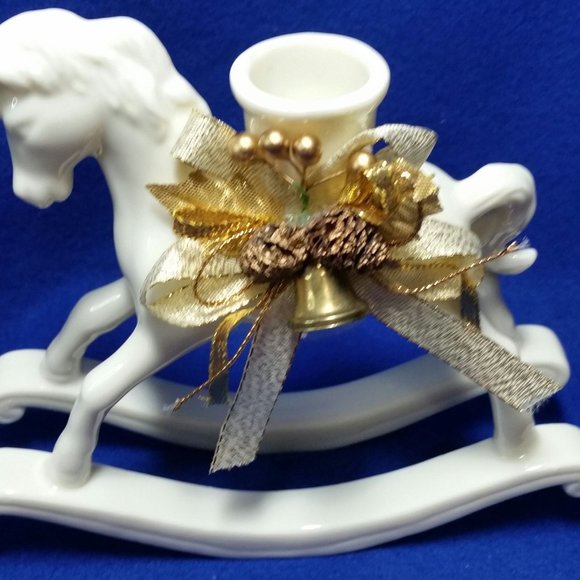 Christmas Rocking Horse Candlestick Holder Home For The Holidays Collection - Picture 8 of 10